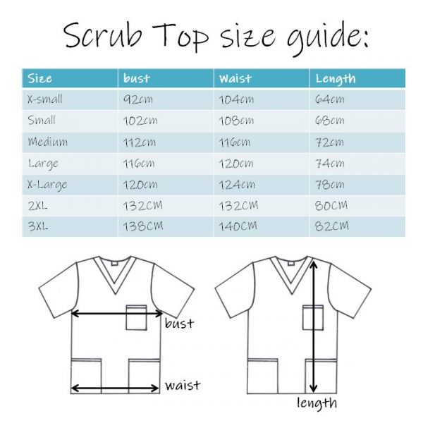 Scrub top size guide